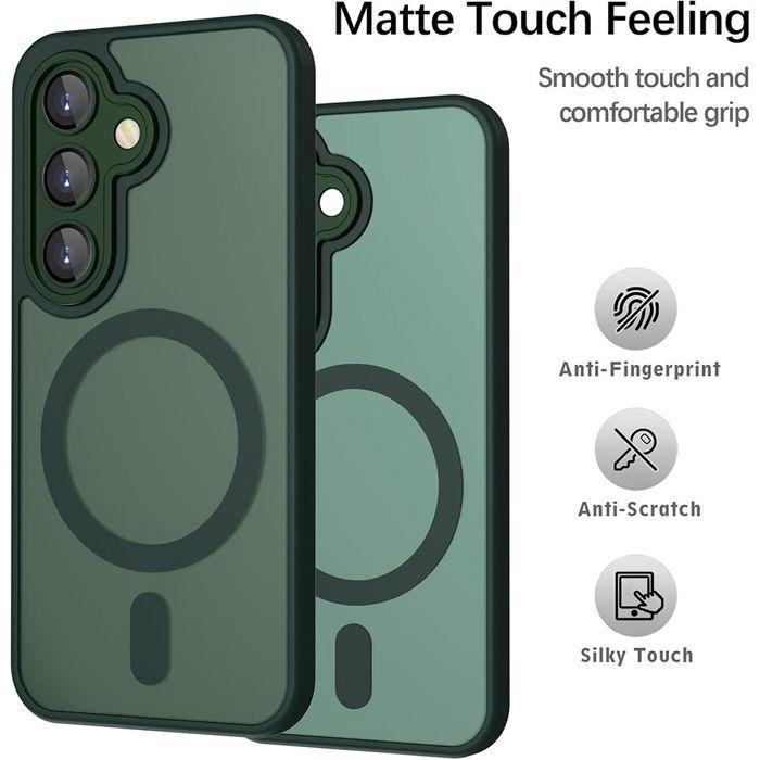 Coque pour Samsung Galaxy A57 5G, avec Cercle Magnétique Protection Caméra - Vert Nuit