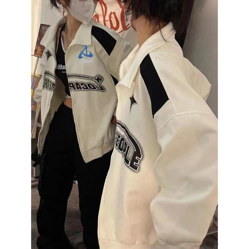 Винтажные женские толстовки оверсайз 2024, осенняя куртка на молнии с буквенным принтом Caots, корейская уличная одежда, трендовые женские толстовки с капюшоном Y2K, топы