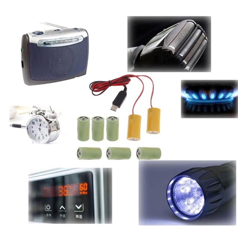 Универсальный кабель-элиминатор батарей 6V LR20 D с питанием от USB, 4 шт. Замена батарей LR20 D, адаптер замены