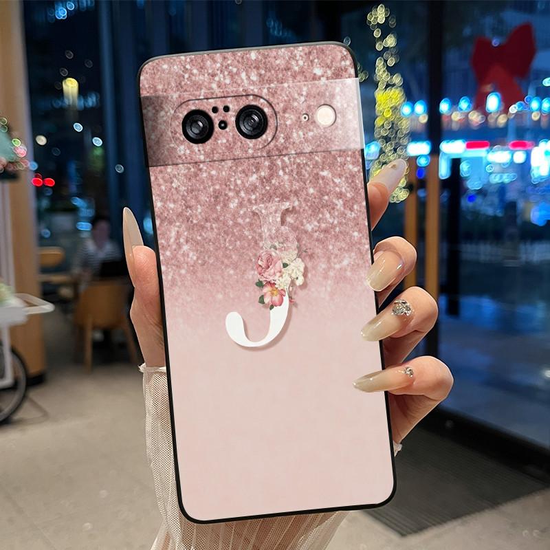 Letter Shiny Starry Sky Pattern Phone Case For Google Pixel 8 Soft Silicone Black Case For Google Pixel 8a Anti-scratch Casing