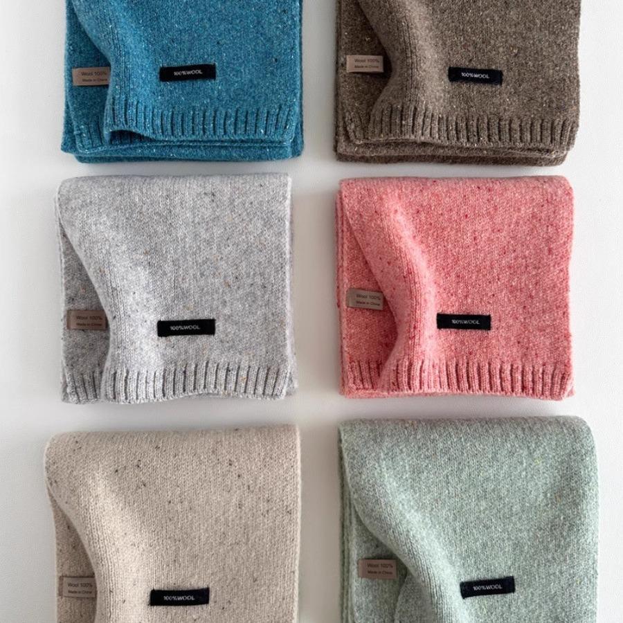 Шарф из чистой шерсти универсального цвета однотонный в корейском стиле для пары осенне-зимний теплый шарф унисекс