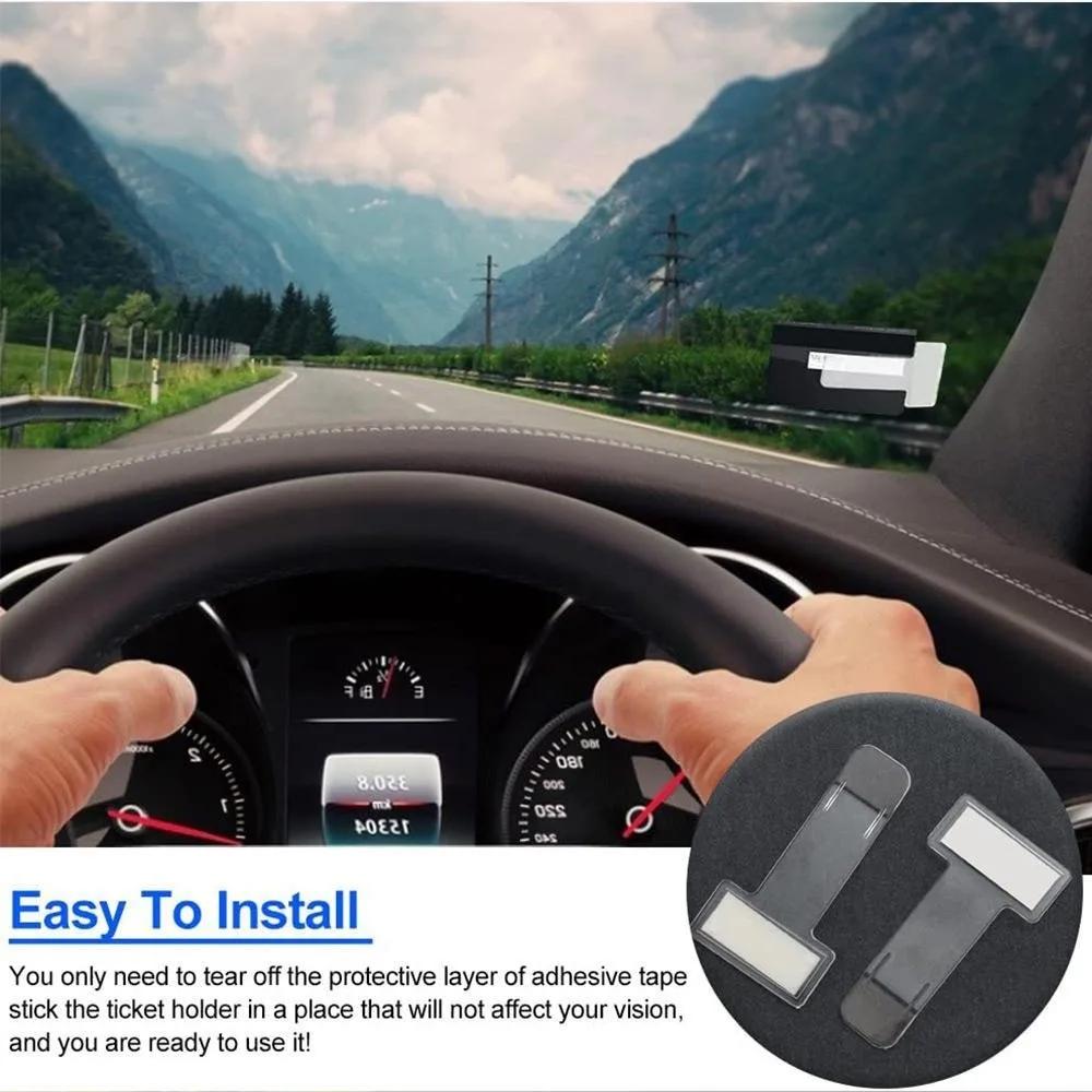 5 шт. Прозрачный держатель для парковочного талона, клипса, автомобильный органайзер с клейкой лентой, держатель для пропуска на лобовое стекло