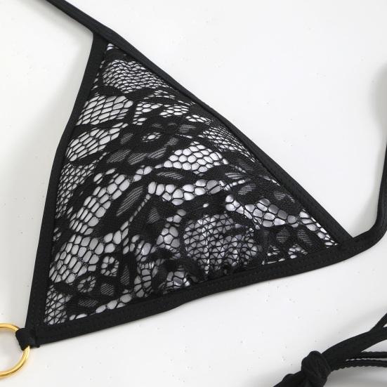 2Pcs/Set Women Bikini Set Halter Swimsuit with Bow Lace-ups Low-rise Swimming Trunks Set