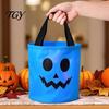 Halloween Trick or Treat Bags Glowing Pumpkin Candy Bag LED Light up Bucket Toddler Holders Reusable Waterproof Oxford Fabric Tote with Handle