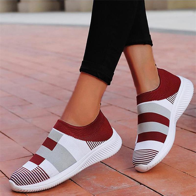 Women Shoes Mix Color Summer Shoes Casual Sneakers Women Elastic Breathe Sport Sneaker Female Flat Shoes Sports Tennis For Lady