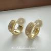 Mosquito coil disc earclips, retro love zircon metal earrings, C rings, light luxury and versatile, high-end sense, exquisite and simple earrings.