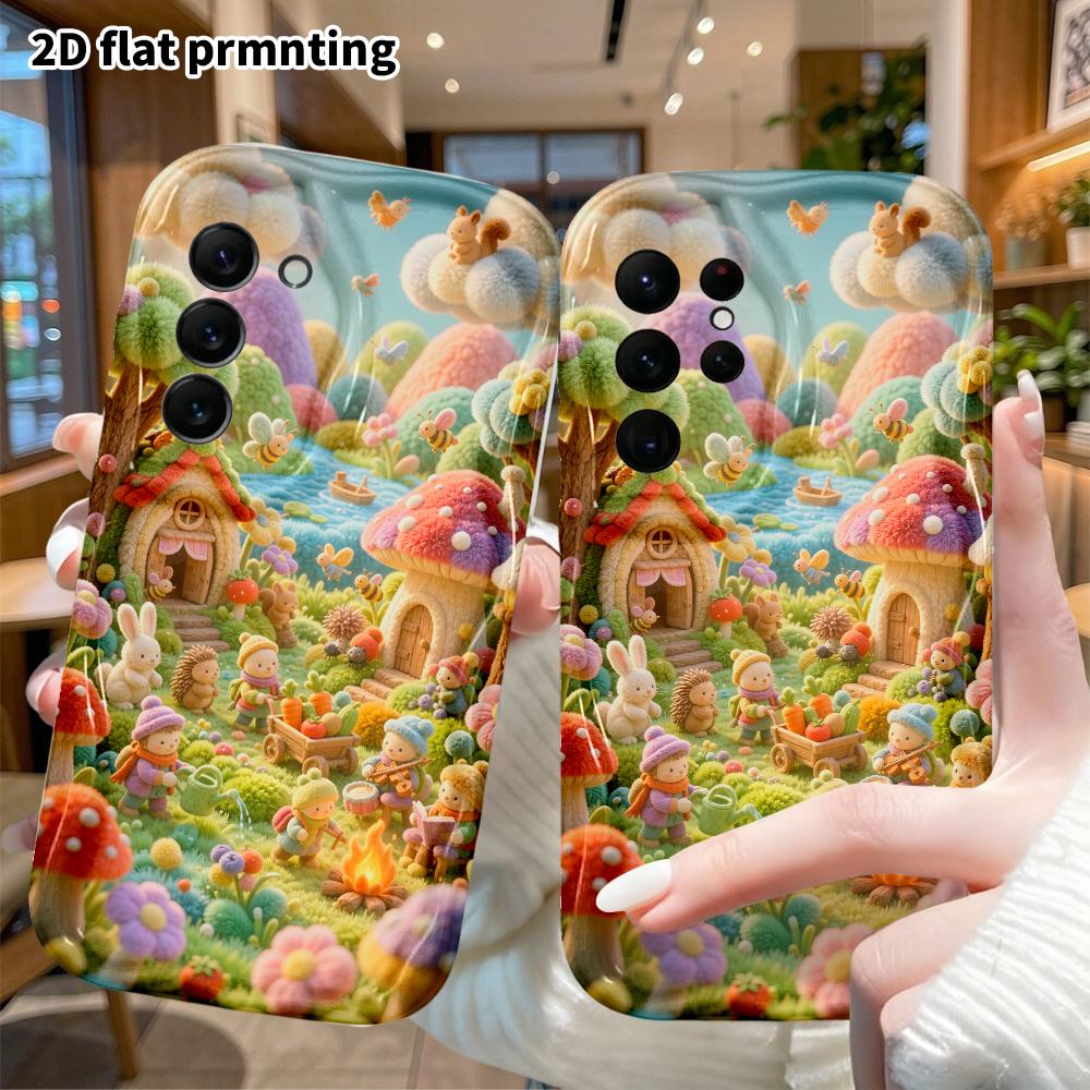 Чехол для телефона: 2D плоский, подходит для Samsung Galaxy A34 A35 M05 M06 S20 S22 S21 FE Plus 5G защитный чехол, сказочный городок Грибная деревня, идеальный Chr