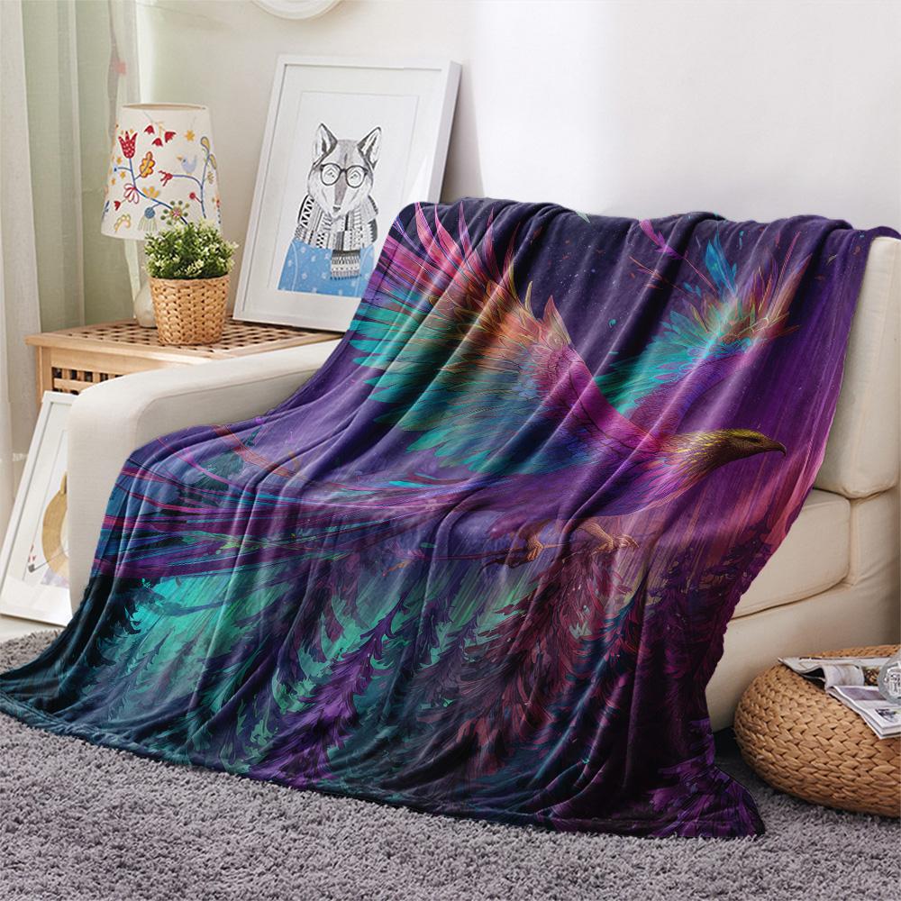 Soaring Phoenix Print Flannel Blanket, High quality Comfortable for All Seasons, Home Decor, Warmth and Comfort