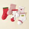 5pairs/set Baby Socks Sweet Strawberry Spring Autumn Warm Baby Boys Girls Middle Tube Cotton Socks Cartoon Infant Kids Sock