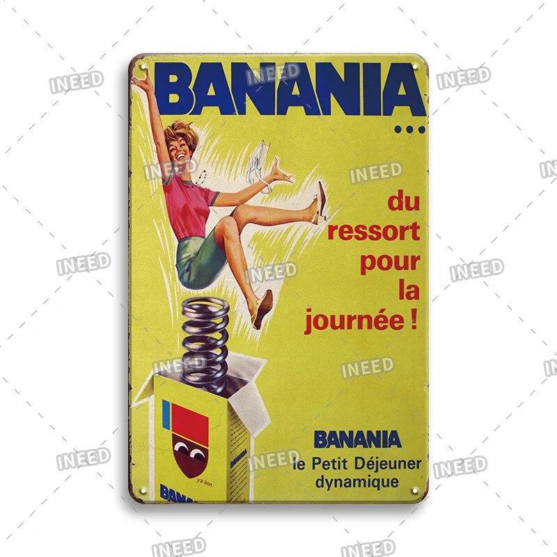 France BANANIA Metal Sign Wall Poser Funny Tin Painting Plaque Retro Vintage Decorative Iron Painting PUB Room Hotel Decor