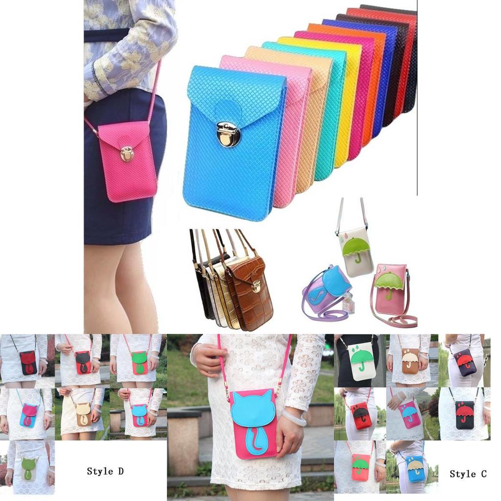 Classic Leather Women Cell Phone Wallet Pocket Purse With Shoulder Bags
