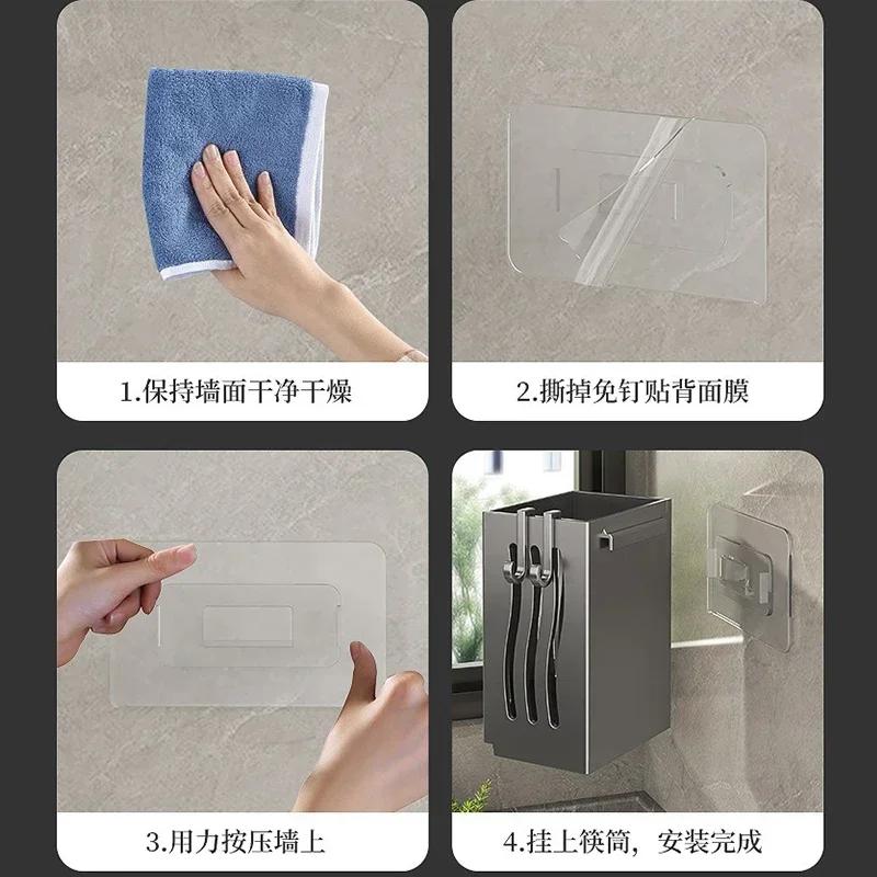 Цельная полка для кухонных принадлежностей - многофункциональный держатель для палочек для слива, настенный или отдельно стоящий ящик для хранения столовых приборов, пластик