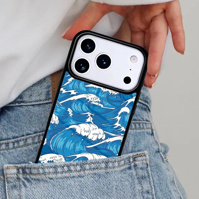 Японская волновая art Чехол для телефона для iPhone 16e 15 14 13 12 17 Pro Max Plus Air 17pro Чехол Coque