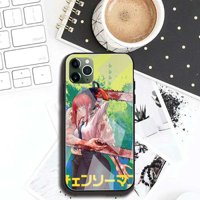 Chainsaw Man Makima Power Phone Case Tempered Glass For iPhone 12 11 Pro Max Mini XR XS MAX 8 X 7 6S 6 Plus SE 2020 Cover