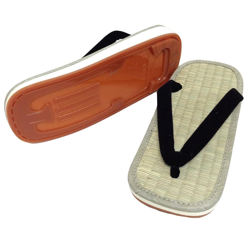 [Edoten] Setta, Made In Japan, Igusa Ame Sole, Non-slip Sandals, Black L