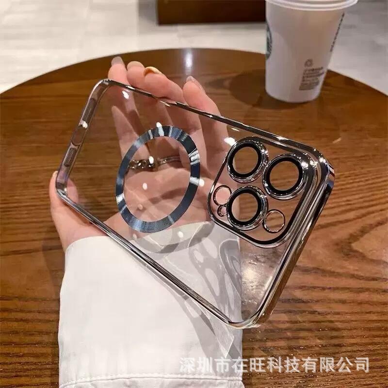 Применимо к iPhone16Promax кристально прозрачный магнитный жесткий чехол для мобильного телефона Apple 15 со встроенной защитной пленкой для объектива 13 защитный чехол 11