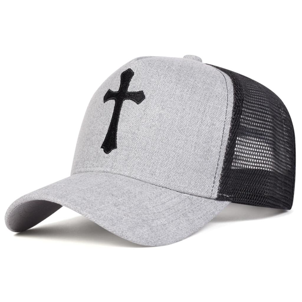 Унисекс бейсболки с сеткой с крестиковой вышивкой, для улицы, регулируемые, весенне-летние, повседневные, солнцезащитные