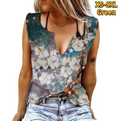 Женские майки, сексуальные летние топы без рукавов с V-образным вырезом, жилет с 3D принтом, белые топы с цветком персика