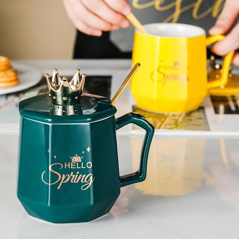 Творческая керамическая кружка для кофе «Золотая корона», кружки, посуда для напитков, чашки и кружки, кружка для чая, чашка кофе, оригинальная, красивая, пивная, забавная