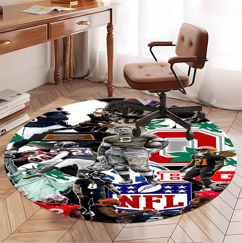 Круглый ковер с узором NFL, коврик для помещений/улицы, для пикника, игровой комнаты, спальни, офиса, гостиной, ковер для домашнего декора, подарок на день рождения