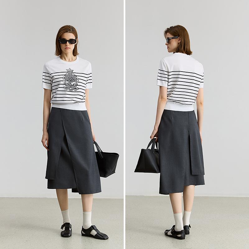LILY Design Grey Half length Skirt for Women