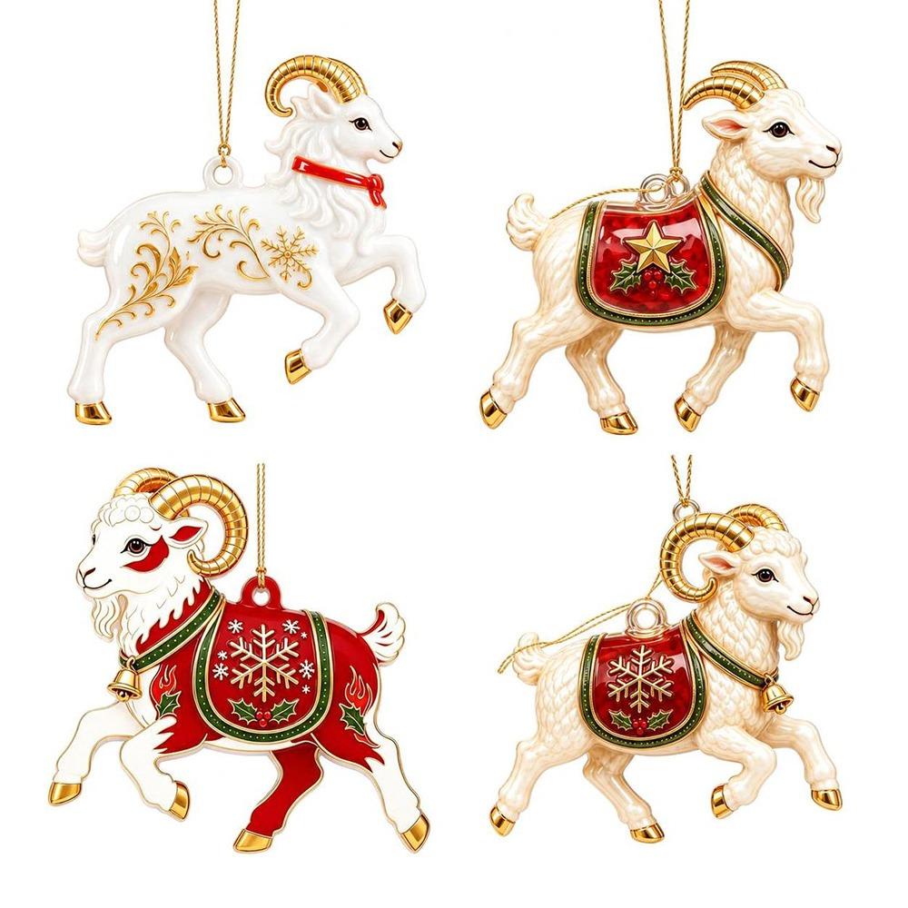 Shining Goat Pendant Acrylic Christmas Tree Ornament Gifts Animal Hanging Decoration Bag Charms