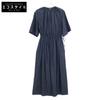 DRAWER 6526-299-1409 Navy Gathered Short Sleeve Dress Dress 36 NavyUsed