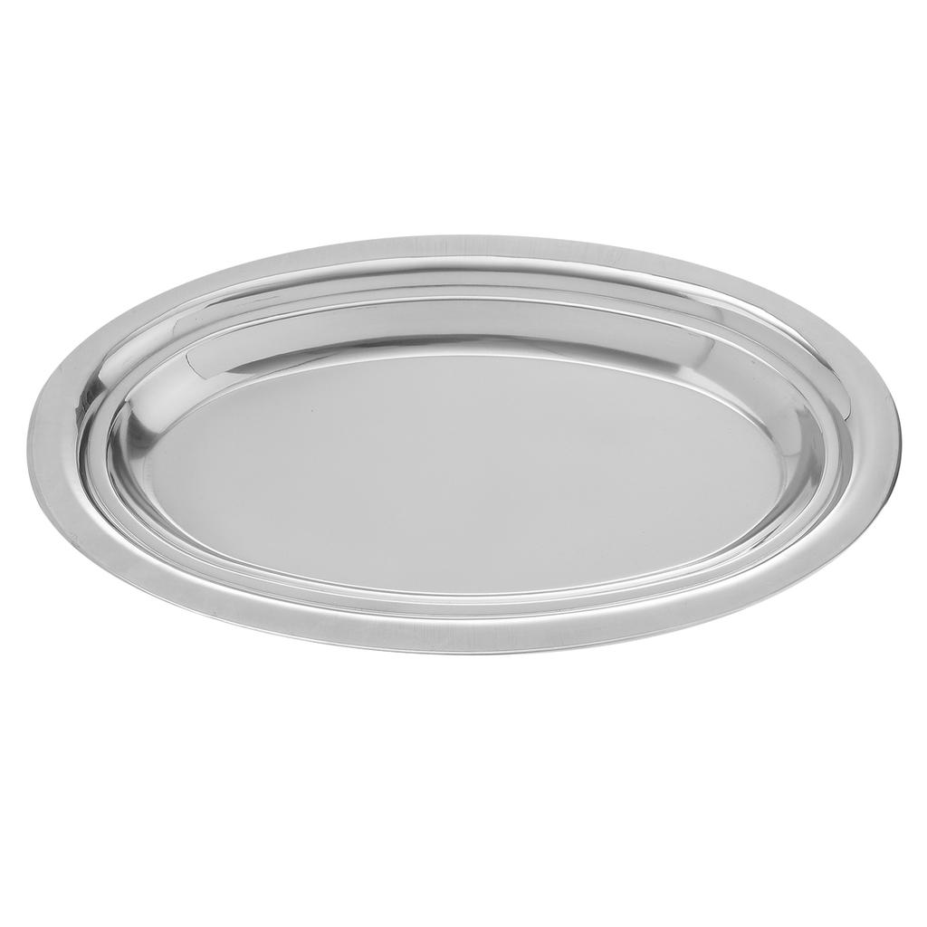 26cm Stainless Steel Oval Sizzle Platter Serving Platter Appetizer Dinner Plate Dishes For Home Restaurant