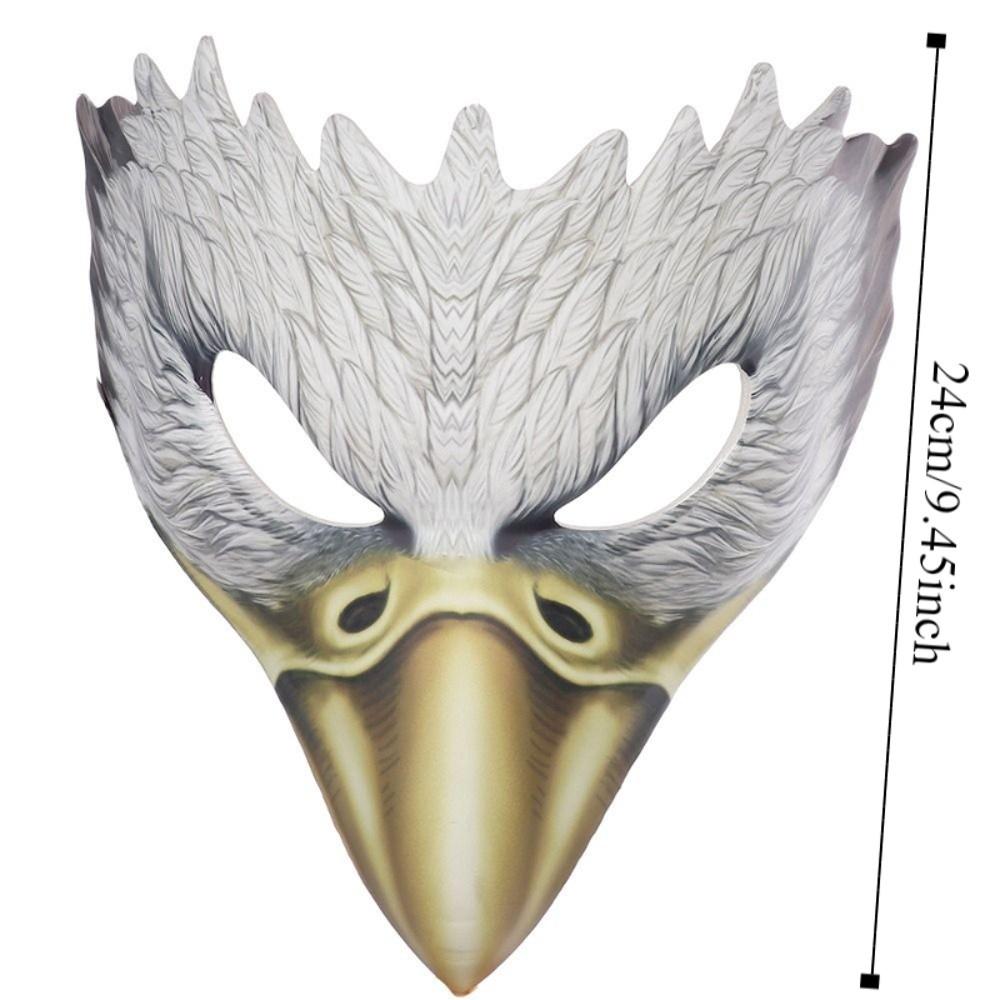 PU Leather Halloween Eagle Mask with Elastic Belt Full Face Animal Cosplay Mask Handmade Realistic Masquerade Face Masks