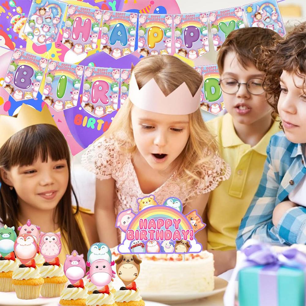 37 Pcs Squish Mallows Party Decorations Include Cake Toppers Banner Balloon