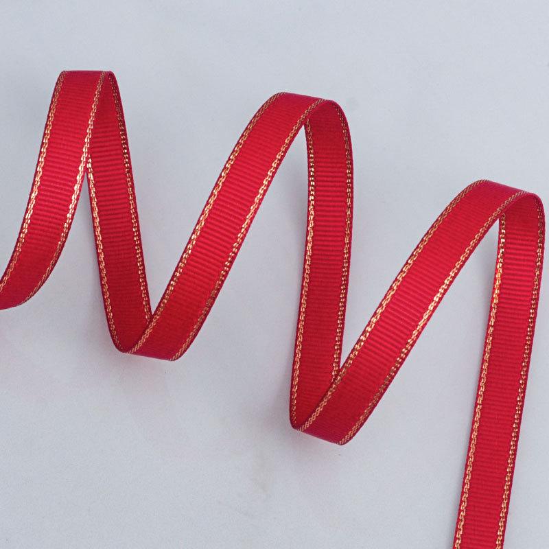 Романтичная и уютная однотонная золотая ребристая лента, зашифрованная полиэстеровая лента, двухсторонняя утолщенная прошитая лента, подарочная коробка, декоративная лента