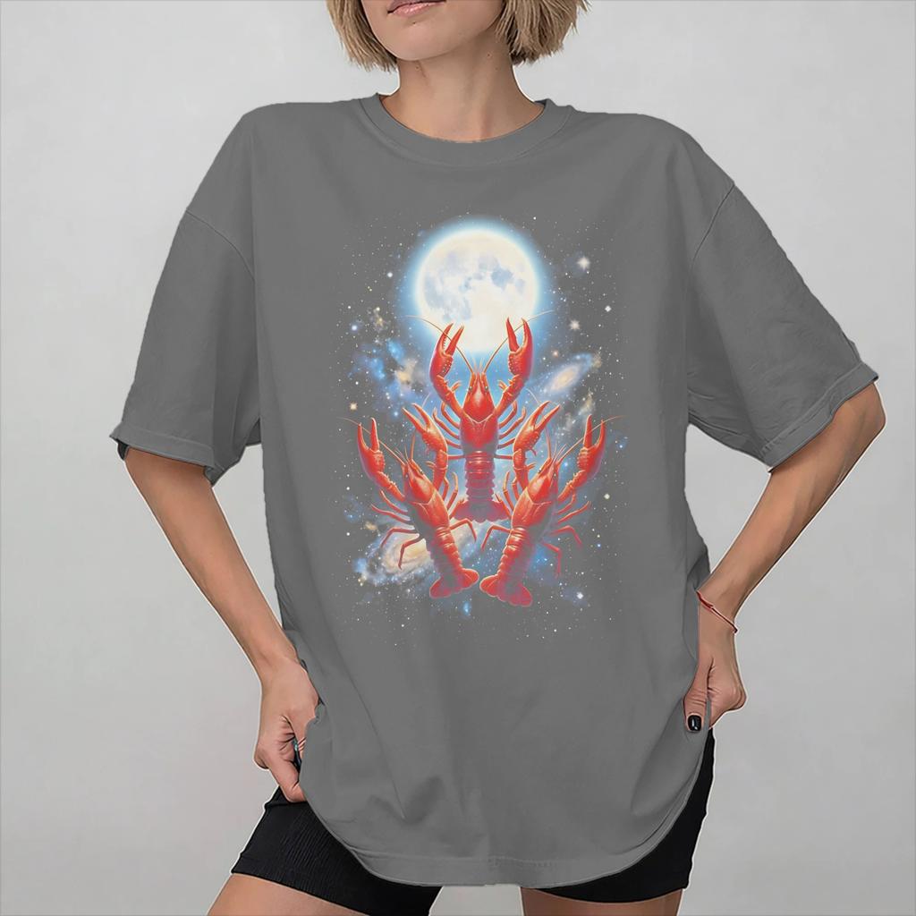 Unisex Wounisex Printed Three Crawfish Moon Funny Meme Tee T Shirt 100 Cotton Tshirts Clothes