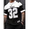 Mens Number 32 Print TShirt American Vintage Style Streetwear Color Block Design Trendy Casual Tee Soft Comfortable Men Clothing