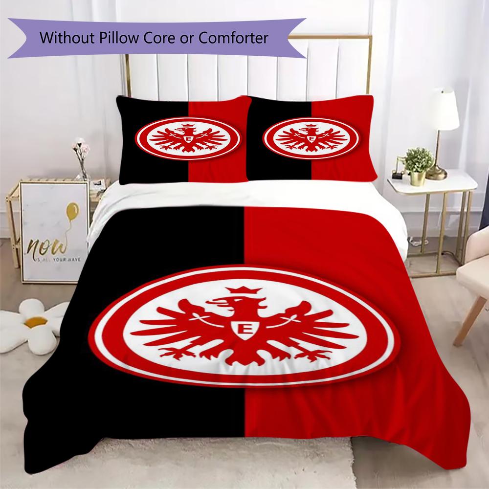 Eintracht Frankfurt Pattern Bedding uilt Set uilt Cover Pillowcase Home Decoration Birthday Gift (1 * duvet cover + 2 * pillowcase without core)