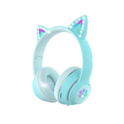 Гарнитура Bluetooth наушники симпатичные беспроводные спортивные стерео гарнитура для женщин со светящимися кошачьими ушками наушники кошачьи ушки светодиод в комплекте блестящий микрофон