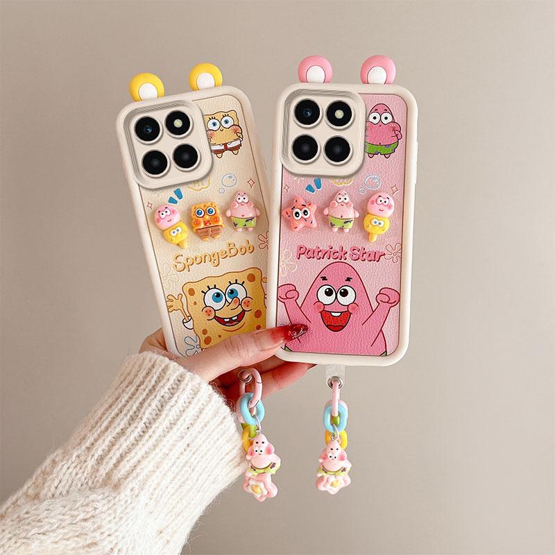 KEYSION Милый чехол с 3D-мультяшным рисунком для HONOR X6b с браслетом, мягкий силиконовый противоударный чехол для телефона Huawei Honor X6b 4G