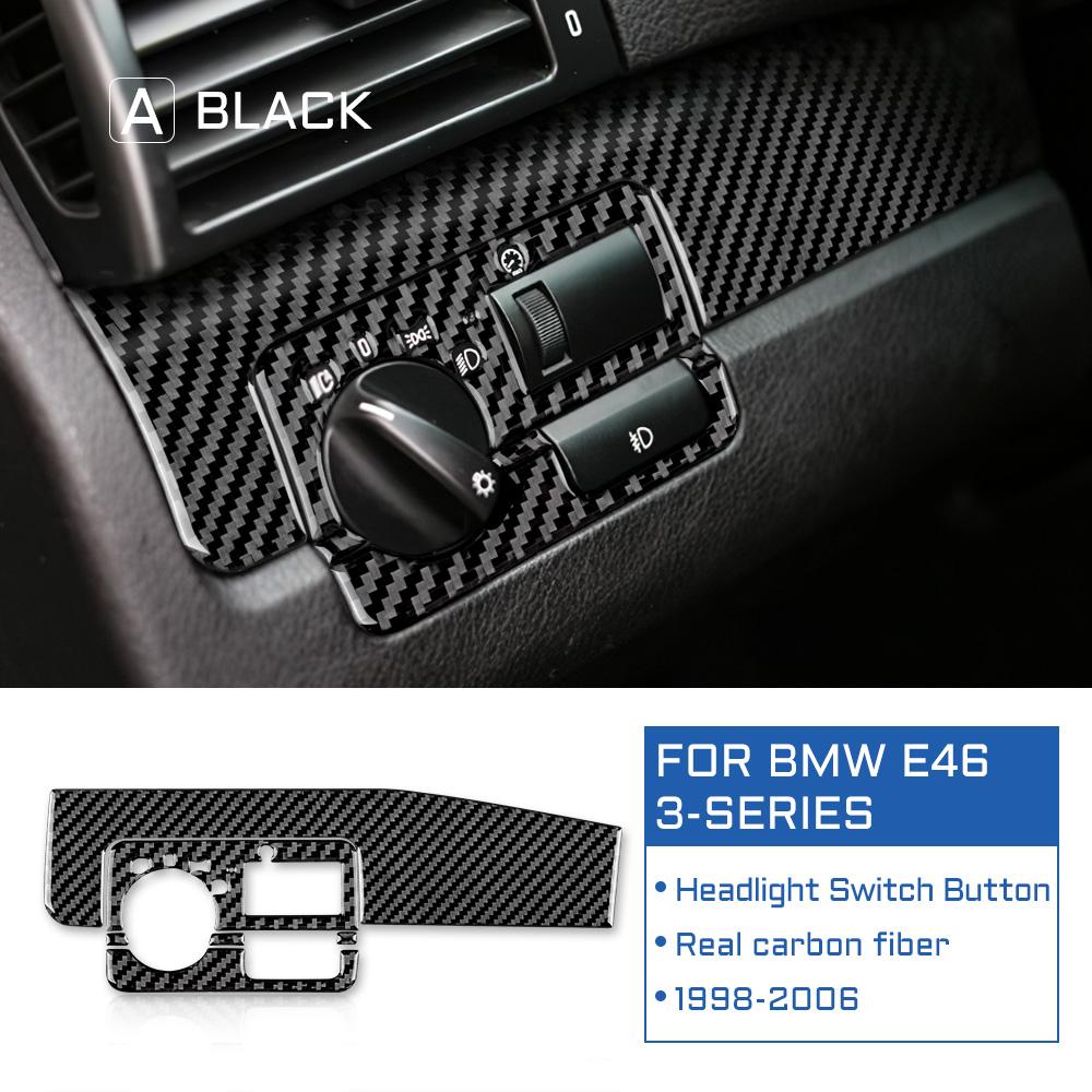 Carbon Fiber Car Headlight Switch Button Light Control Knob Panel Frame Trim Decoration Sticker For BMW 3 Series E46 1998-2006