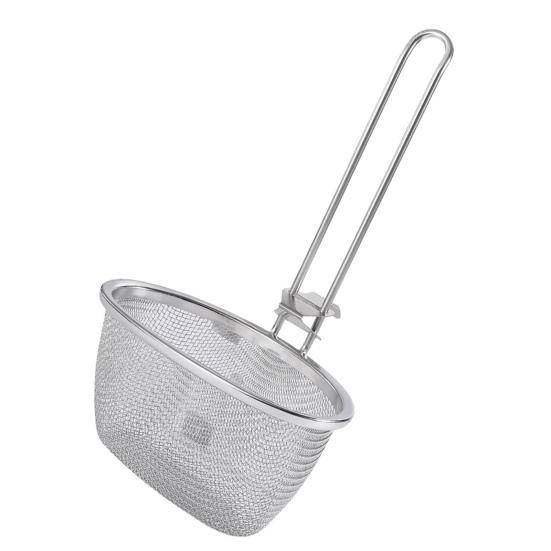Дуршлаг с защитой от ожогов, ложка, компактный удобный фильтр для жареного картофеля фри из нержавеющей стали
