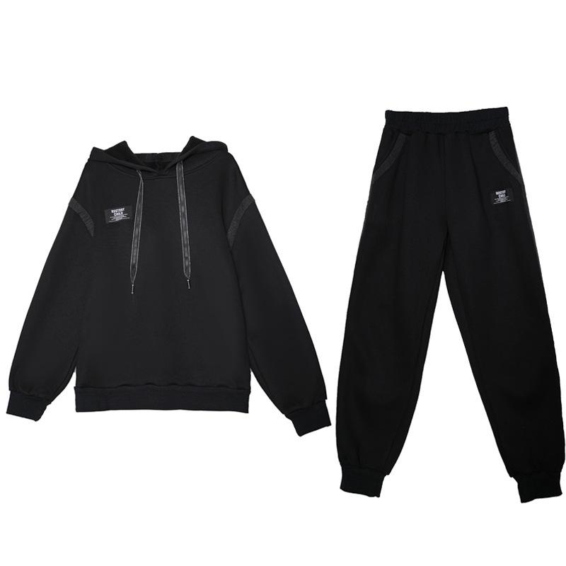 Весенний костюм Женская мода Западный стиль Повседневный спортивный Приталенный Худи Свитер Брюки Костюм-двойка