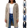 Women's Loose Knitted Mid-length Hooded Cardigan Cable Coat