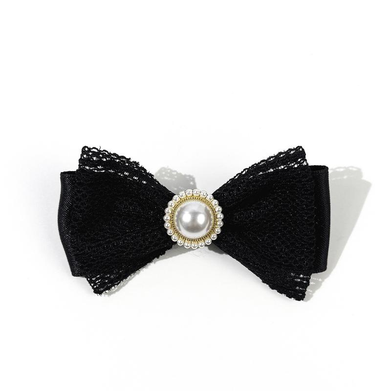 Черная кружевная атласная лента жемчужная брошь-бант галстук в стиле колледжа женская булавка на воротник рубашки украшение для одежды аксессуары
