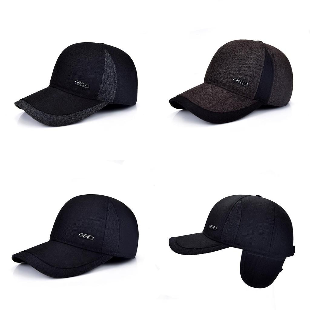 Fashionable Black Gray Coffee Winter Baseball Cap For Men With Warm Cotton Fabric