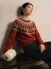 Женский ретро-свитер Fair Isle с цветовыми блоками из мериносовой шерсти - С круглым вырезом, реглан, пуловер