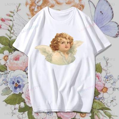 Модная футболка Fiorucci Baby Angel Graphic, летняя классическая эстетическая футболка унисекс, унисекс, кавайная одежда, креативная пара, короткий рукав, унисекс