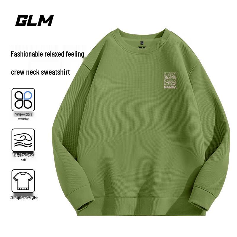 GLM American Style Waffle Knit Panda Graphic Round Neck Sweatshirt