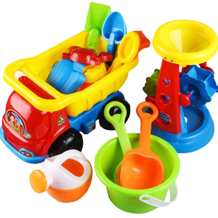 Популярный большой пластиковый пляжный игрушечный автомобиль песочные часы набор для детей - Идеально подходит для игр с песком и водой, купания и отдыха.