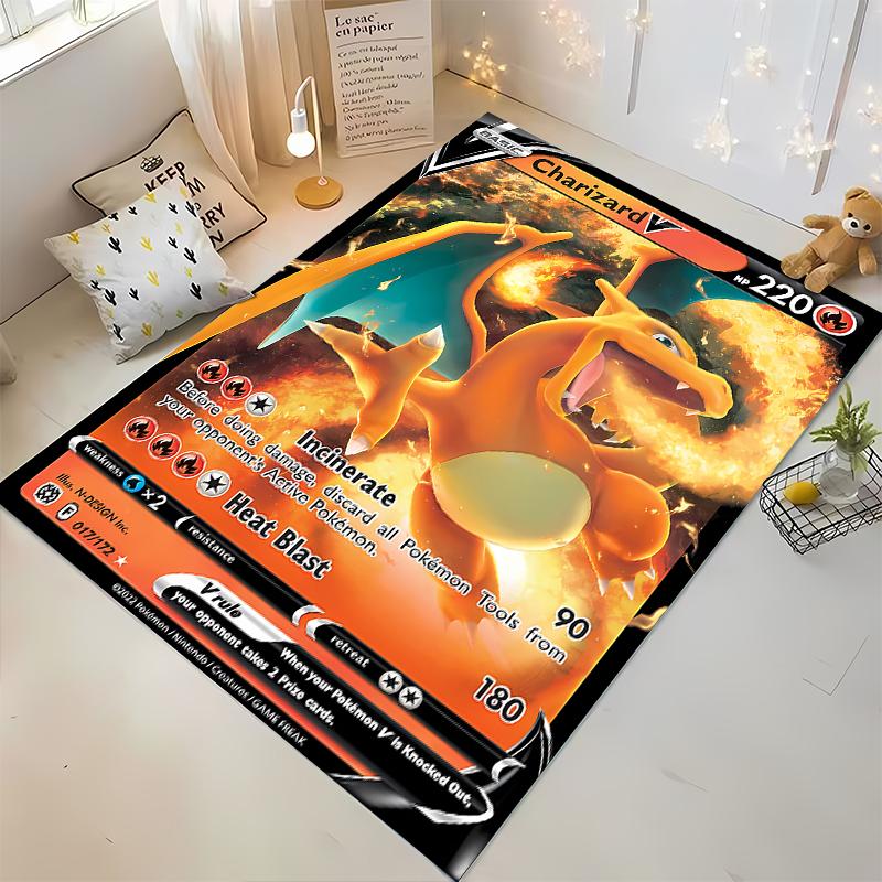 Potdemiel Японское аниме Покемон Charizard Узор Карточки Ковры Коврики для спальни Ковер Декор для спальни Коврик для ползания Рождественский подарок