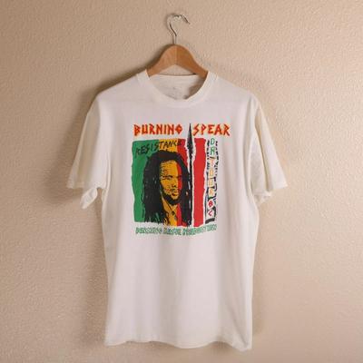 Винтаж Burning Spear Регги Тур Хлопок Белый Полный Размер Унисекс Футболка KN065 Унисекс Футболка