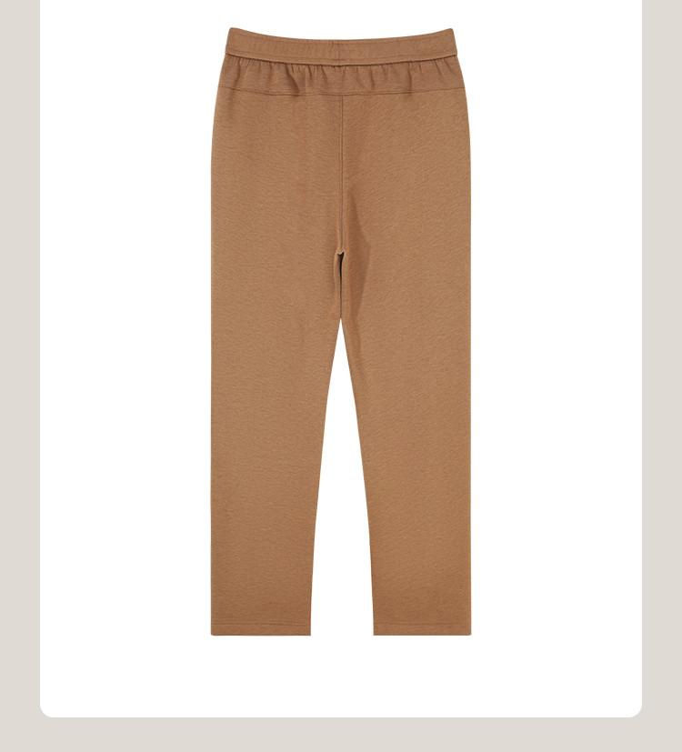 [Flat knitting] Autumn knitted casual pants with wool and vinegar fiber, men's elastic waistband, brushed inside, warm pants