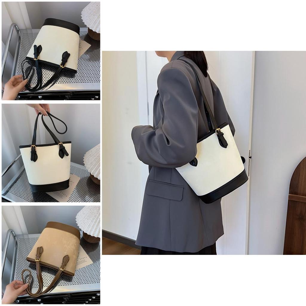 2024 Новая Мода Ретро Сумка-Ведро Подмышечная Уличный Трендовый Средней Вместимости Цветоблокировка Сумка-Тоут Плечевая Сумка